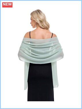 Sheer Chiffon Shawl Wrap for Evening Dresses Bridal Wedding Scarf
